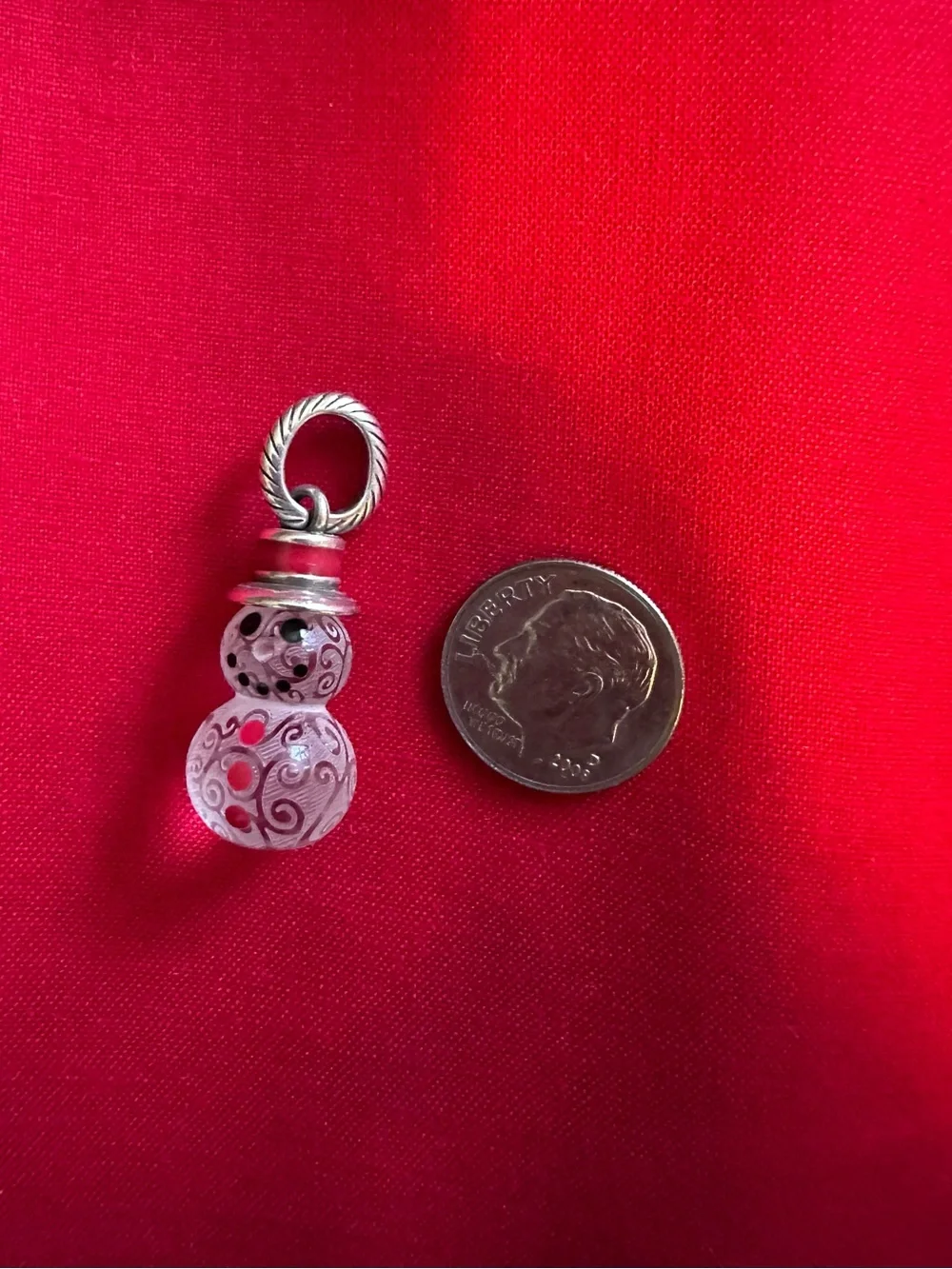 Brighton Silver-Tone Filigree Glass Gourd Charm with Pink Accents - Picture 2 of 2